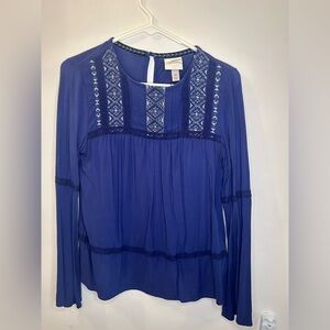 Knox Rose Royal Blue Embroidered Blouse